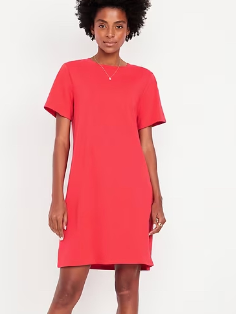 Old Navy Bright Red Vintage Crew-Neck Mini T-Shirt Dress